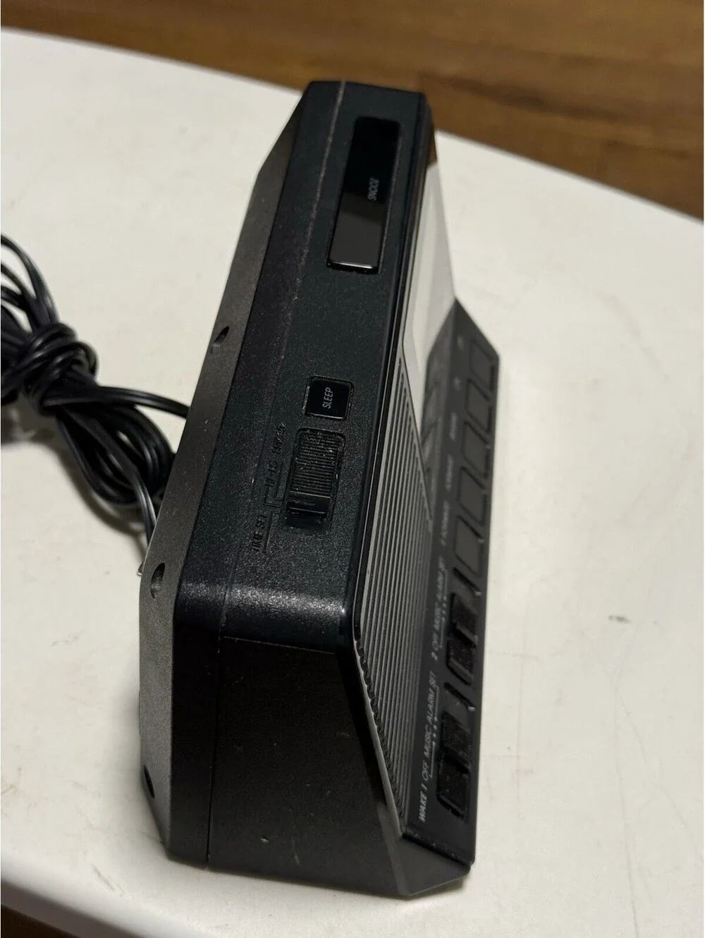 Vintage GE 7-4648B Analog Digital Clock Radio Black AM FM Tested